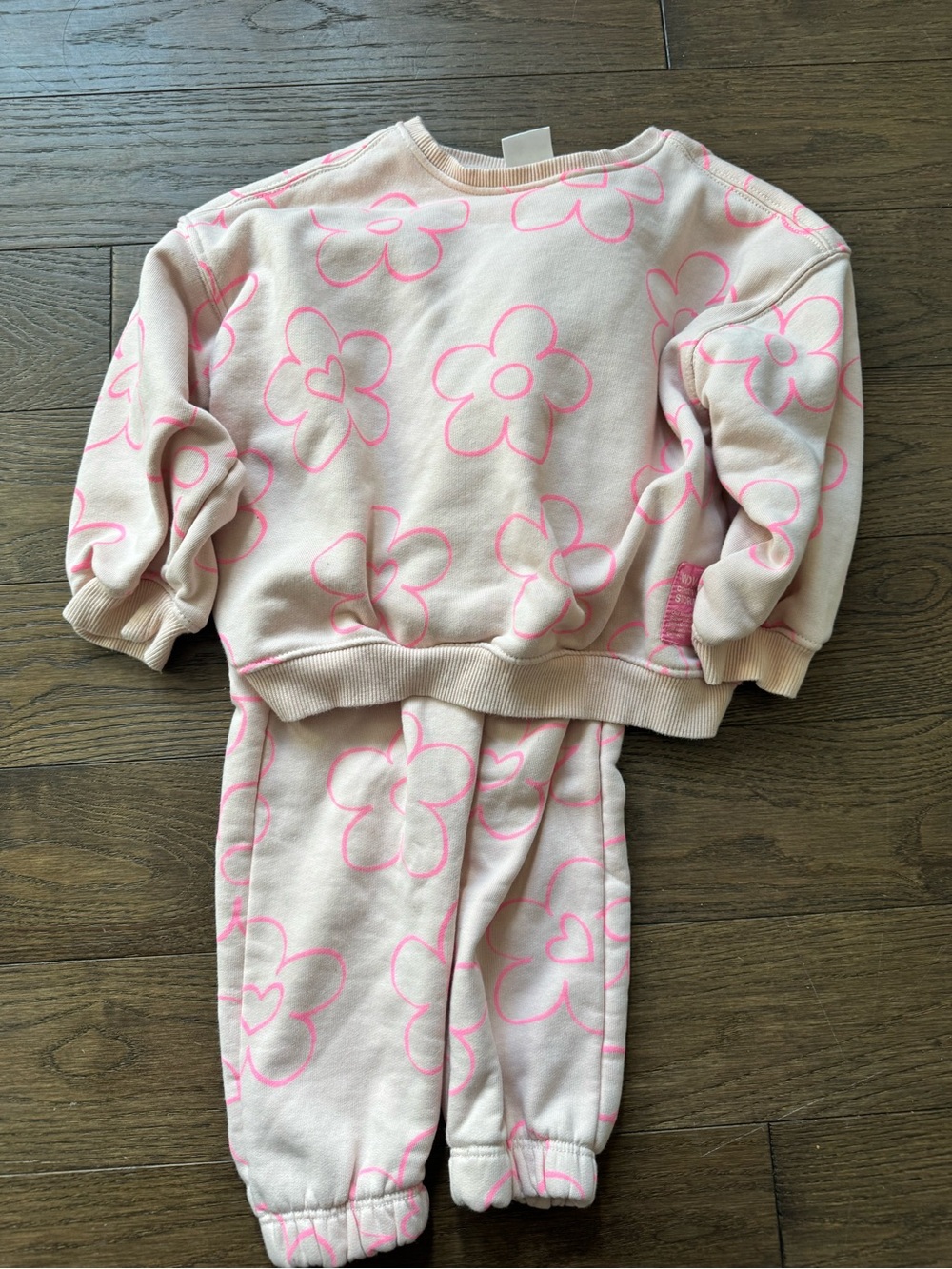 Zara Cream & Pink Floral Sweatshirt and Jogger Set